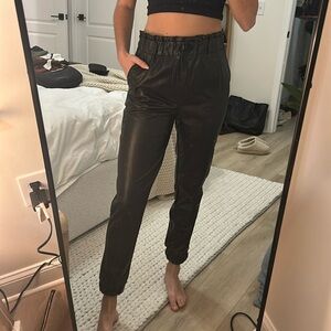 Abercrombie leather jogger pants stretchy